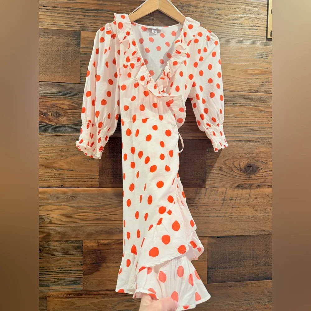 Polka Dot Ruffle Wrap Dress - Picture 9 of 15